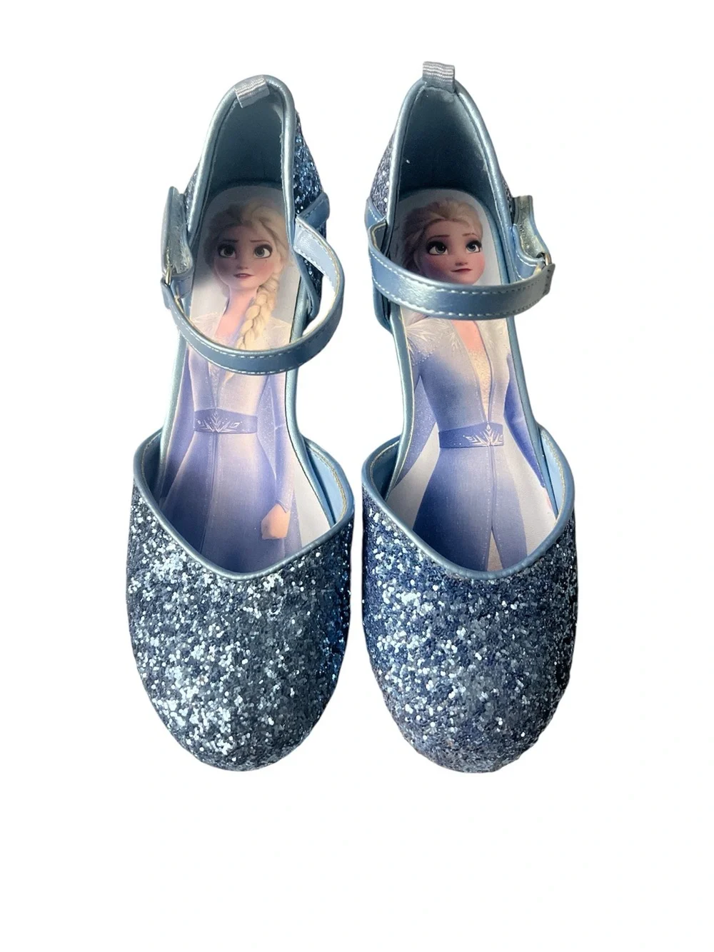 H&M Girls Blue Glitter Elsa Mary Jane Shoes